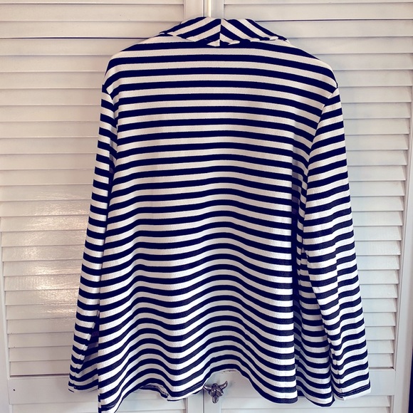 Black/White Striped Lapel Jacket - Picture 3 of 6